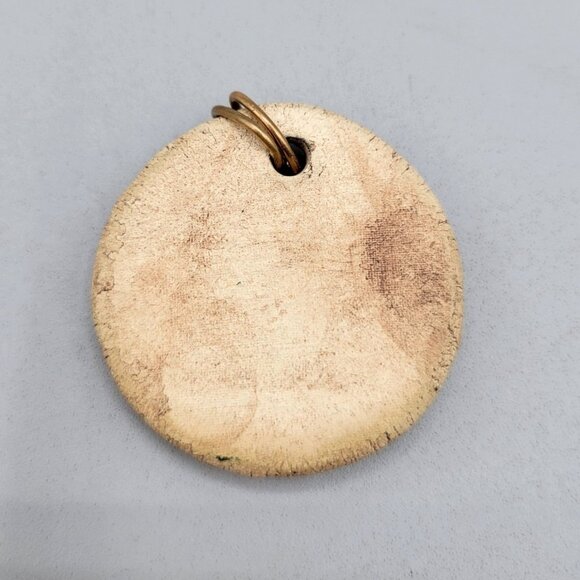 Handmade Ceramic Mythological Creature Pendant Etched Design - Picture 2 of 3